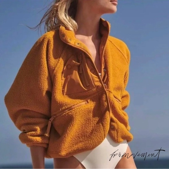 FP Movement by Free People Jackets & Blazers - FP Movement by Free People Mustard Yellow Sherpa Jacket